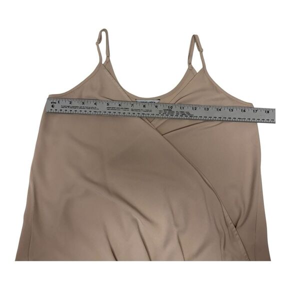 Naked Zebra Taupe Beige Neutral Faux Wrap Spaghetti Strap Top Size S - Picture 6 of 7